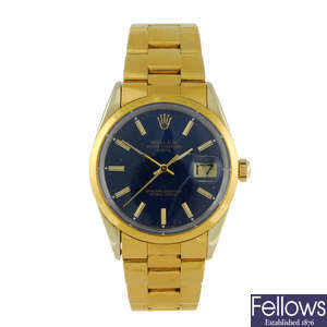 (13682) ROLEX - a gentleman's gold capped Oyster Perpetual Date bracelet watch.