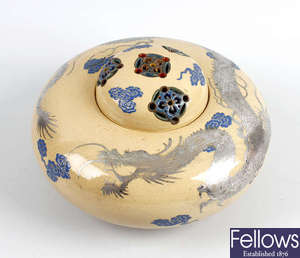 A Japanese Meiji period pottery koro. 