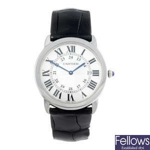 CARTIER - a stainless steel Ronde Solo wrist watch.
