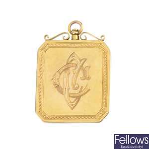 A late 19th century 9ct gold photograph pendant.