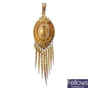 An mid 19th century 18ct gold pendant.
