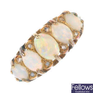An 18ct gold opal and diamond ring.