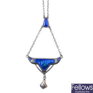 CHARLES HORNER - an early 20th century blue enamel necklace. 