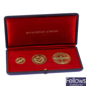 The Battle of Britain, set of three gold medals by Metalimport Ltd.