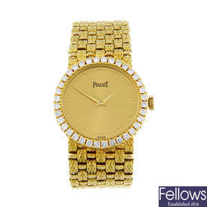 PIAGET - a lady's 18ct yellow gold bracelet watch.
