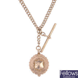 An early 20th century 9ct gold Albert chain and medallion. 