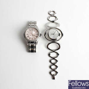 A large bag of various wrist watches, including examples by CK etc. Approximately 80.