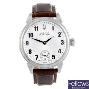 BULOVA - a gentleman's stainless steel Accutron wrist watch.