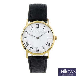 BAUME & MERCIER - a gentleman's 18ct yellow gold Classima wrist watch.
