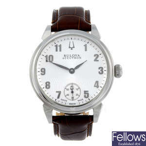 BULOVA - a gentleman's stainless steel Accutron wrist watch.
