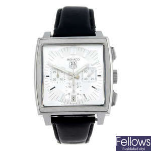 TAG HEUER - a gentleman's stainless steel Monaco chronograph wrist watch.
