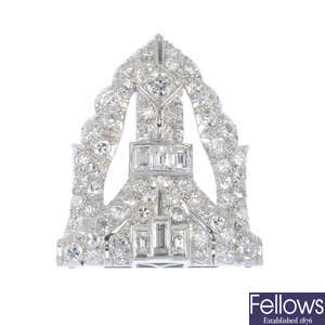 A diamond clip brooch.
