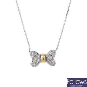 A diamond butterfly pendant. 