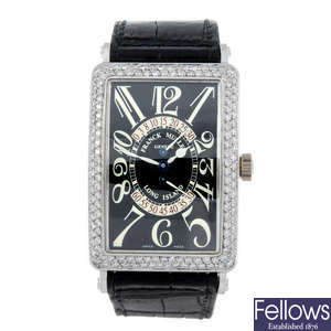 FRANCK MULLER - a gentleman's factory diamond set 18ct white gold Long Island wrist watch.