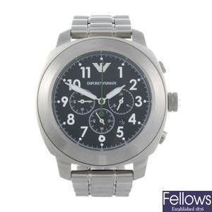 EMPORIO ARMANI - a gentleman's stainless steel Delta chronograph bracelet watch.
