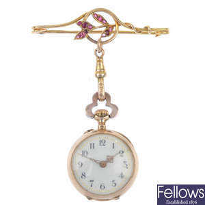An early 20th century gold fob watch.