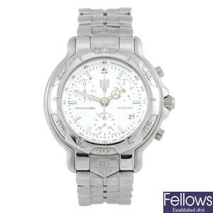 TAG HEUER - a gentleman's stainless steel 6000 Series chronograph bracelet watch.
