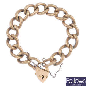 A late 19th century 9ct gold curb-link  bracelet. 