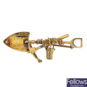 A late 19th century 9ct gold 'digger' brooch. 