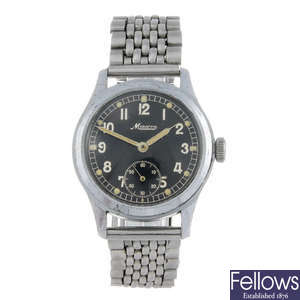 MINERVA - a gentleman's nickel plated military issue bracelet watch.