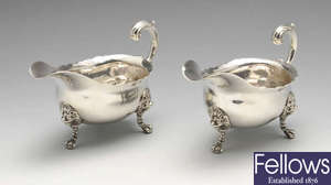 A pair of George III silver sauce boats.