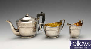 A George III silver three piece silver tea service.