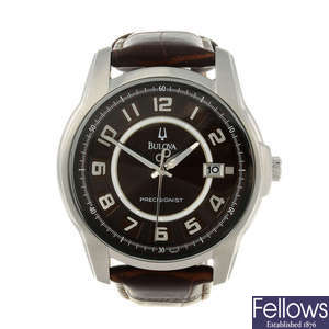 BULOVA - a gentleman's stainless steel Precisionist wrist watch.