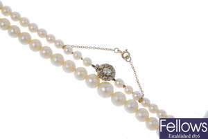 A cultured pearl single-strand necklace. 