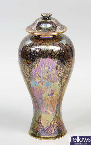 A fine Wedgwood Prestige "Fairyland Lustre" exclusive exhibition baluster vase and cover
