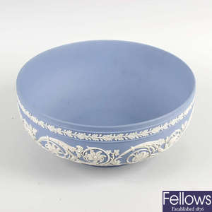 A Wedgwood blue jasperware fruit bowl.