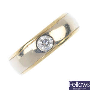A gentleman's 18ct gold diamond band ring.
