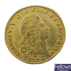 Brazil, John V,  gold 6400-Reis 1746B.