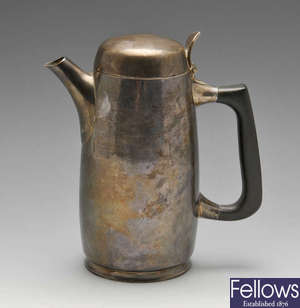 A 1960's silver hot water pot by Chesterfield College Of Art.