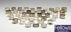 A selection of forty Victorian and later silver napkin rings.