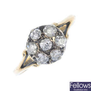 An early 20th century gold diamond cluster ring.