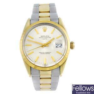 ROLEX - a gentleman's gold capped Oyster Perpetual Date bracelet watch.
