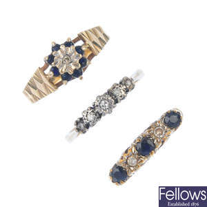 A selection of nine gem-set dress rings.