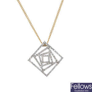 A 9ct gold diamond pendant.
