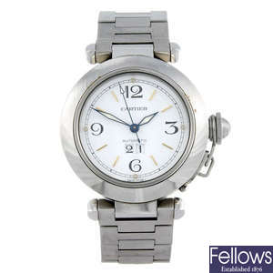 CARTIER - a stainless steel Pasha de Cartier bracelet watch.