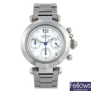 CARTIER - a stainless steel Pasha de Cartier chronograph bracelet watch.