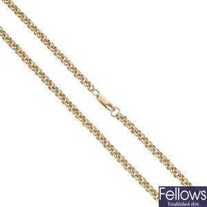 A 9ct gold belcher link chain.