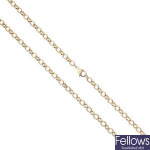 A 9ct gold belcher-link chain.