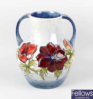 A large Moorcroft 'Anemone' pattern two-handled vase