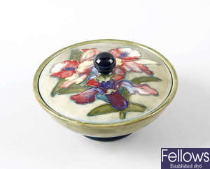 A Moorcroft pottery Orchid pattern bowl and cover