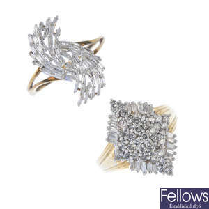 Two gold diamond dress rings.