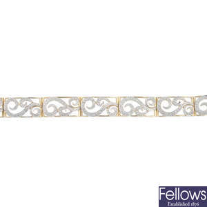 A 9ct gold diamond bracelet and a diamond dress ring.