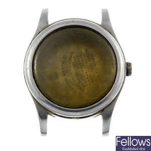 ROLEX - a gentleman's stainless steel watch case.