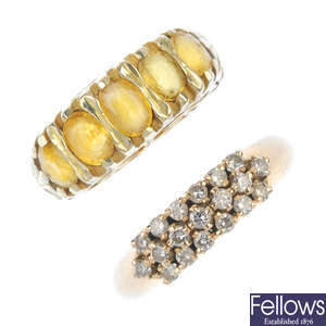 Two gem-set dress rings.