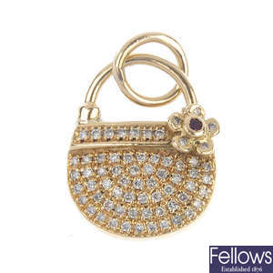 A diamond handbag charm.