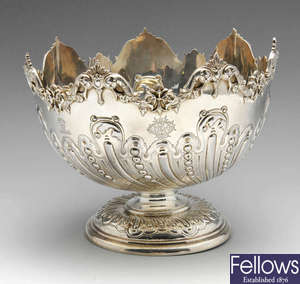 A late Victorian silver rose bowl.